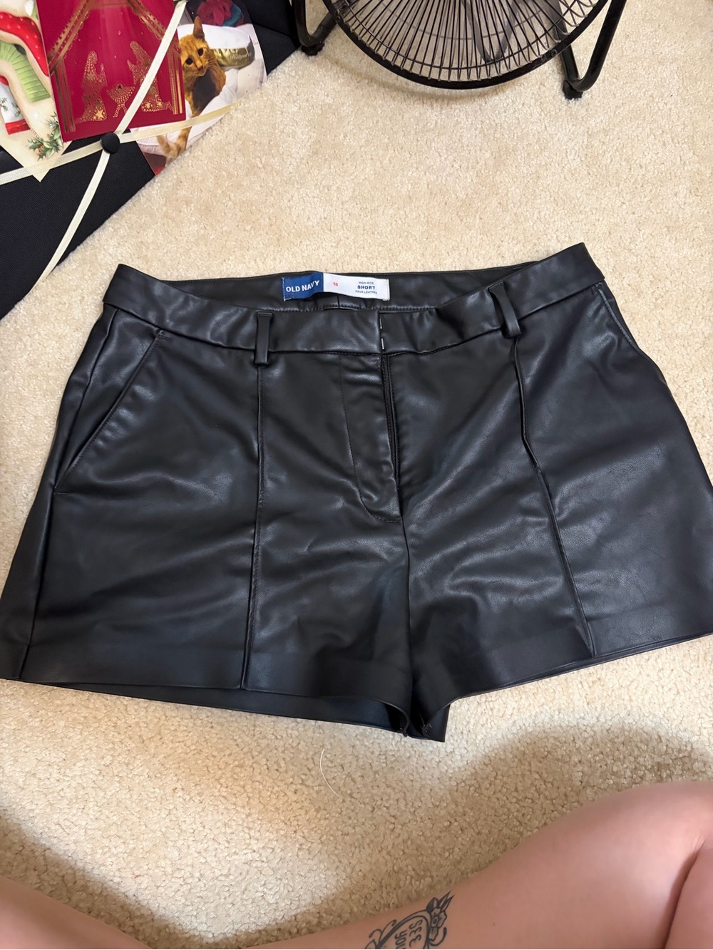 Old Navy Black Faux Leather Bermuda Shorts